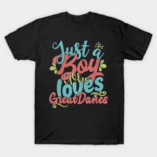 Just A Boy Who Loves Great Danes dog Gift graphic T-Shirt